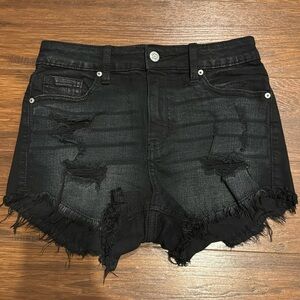 Eunina Lulu High Rise Black Cut Off Shorts, size XS